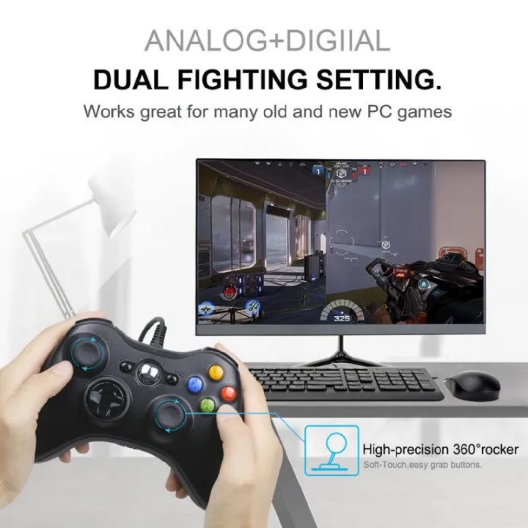 Wired Gaming Controller for PC & Laptop – Play Tekken 8 with Dual Vibration | Xbox 360 Compatible