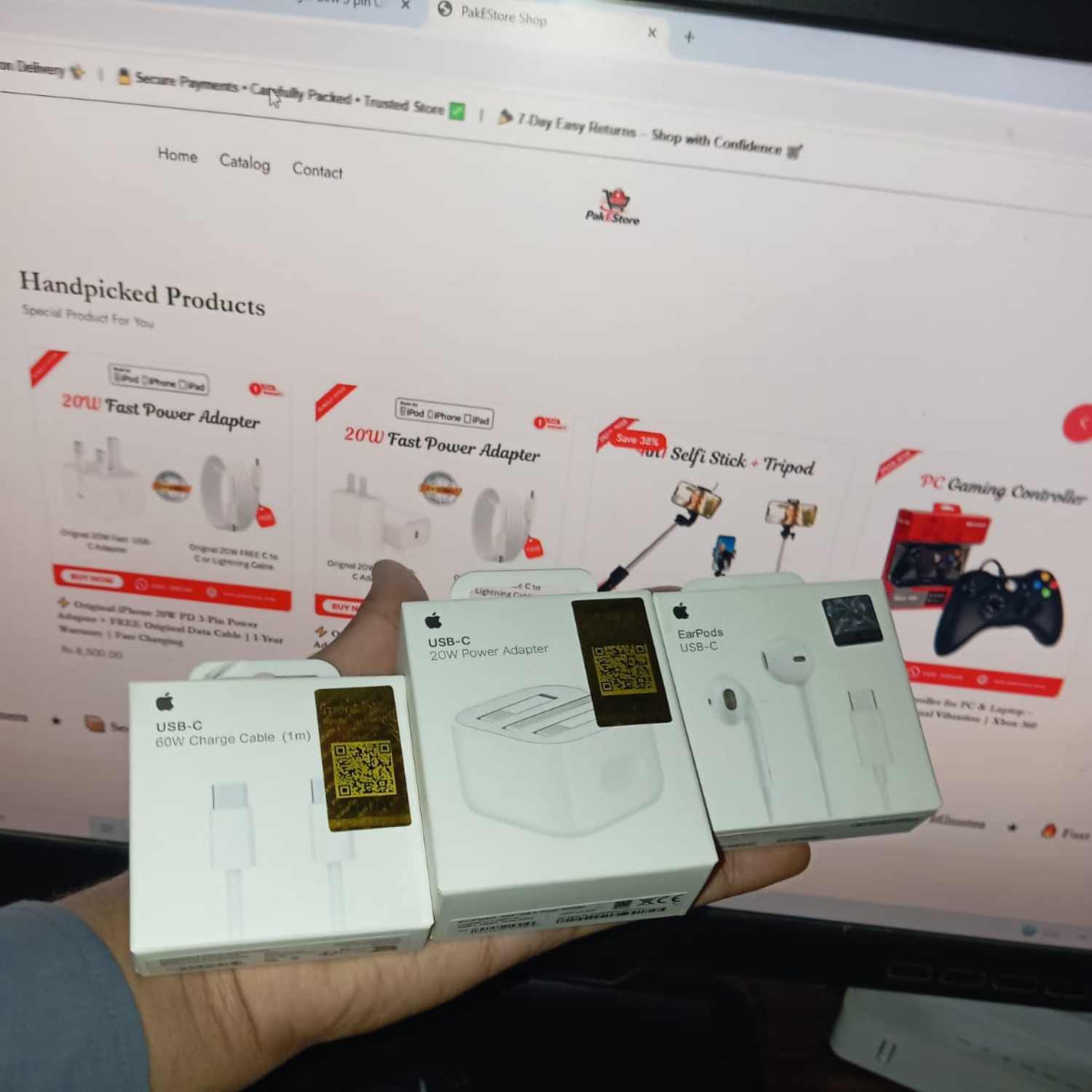 ⚡ Original iPhone 20W PD 3-Pin Power Adapter + FREE Data Cable | Fast Charging | iPhone Compatible