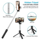 4 in 1 Wireless Selfie Stick Tripod with Bluetooth Shutter & LED Light  Foldable & Rechargeable