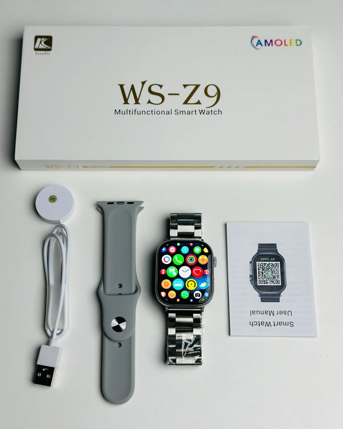 WS-Z9 Series 9 Smart Watch – 2.2″ AMOLED, Bluetooth Calling, Fitness Tracker